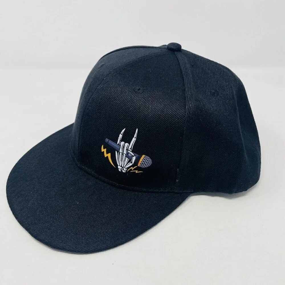 Mens Skeleton Hand with Microphone Canvas Trucker Hat‎ Snapback Adjustable Cap